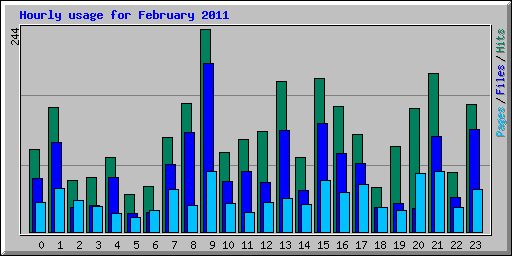 Hourly usage for February 2011